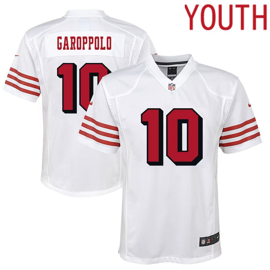 Youth San Francisco 49ers #10 Jimmy Garoppolo Nike White Color Rush Player Game NFL Jersey
